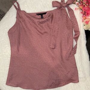 White House Black Market Mauve Bow Detail Blouse Size Large